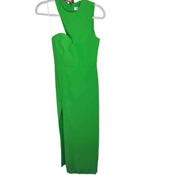 Amanda Uprichard REVOLVE Gilda Gown One Shoulder Asymmetric Grass Green Large - Picture 5 of 16